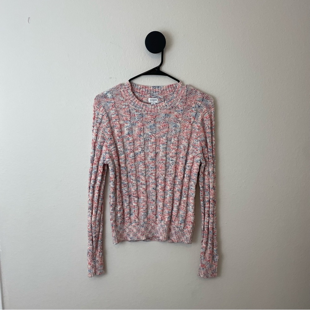 J. Crew Pink and Gray Crew Neck Sweater